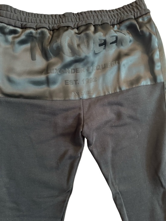 Alexander McQueen Black Logo-Back Satin-Trim Joggers - Picture 4 of 9